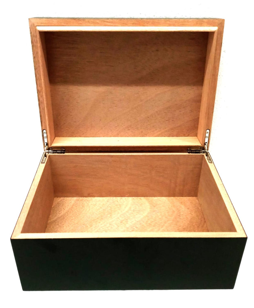 FESS Products 10.75x 8 Wooden Storage Box for home with Hinged Lid 
